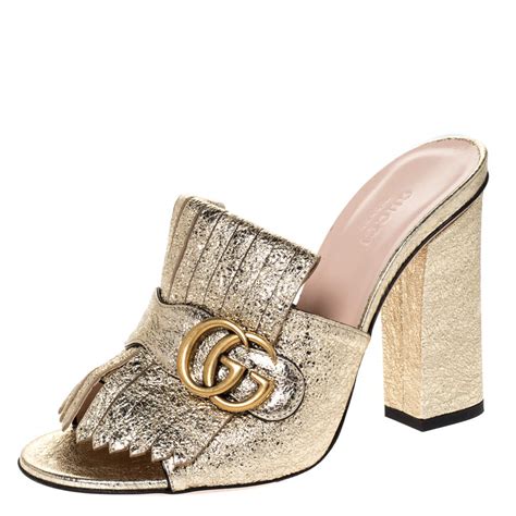 gucci leather mules|gucci marmont fringe mules.